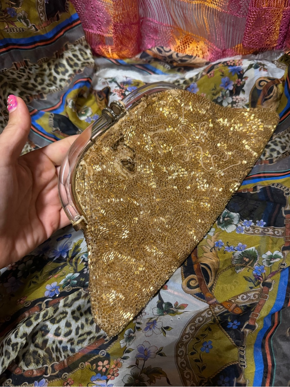 Aged Gold Sequin Evening Clutch Bag from Sony picture costume dept